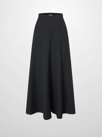 Paneled Flare Skirt 35 Inch Solid Black Casual Sporty Summer Skirt