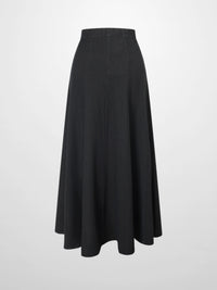Paneled Flare Skirt 35 Inch Solid Black Casual Sporty Summer Skirt