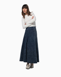 Paneled Flare Skirt 37 Blue Wash Casual Denim Summer Skirt