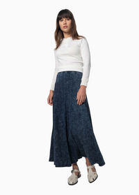 Paneled Flare Skirt 37 Blue Wash Casual Denim Summer Skirt