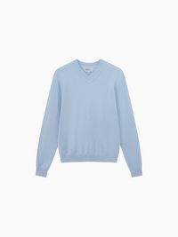 High V Lightweight Sweater Baby Blue Casual Knit Loose Fit Top-1