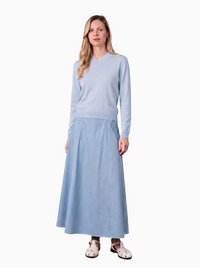 High V Lightweight Sweater Baby Blue Casual Knit Loose Fit Top-0