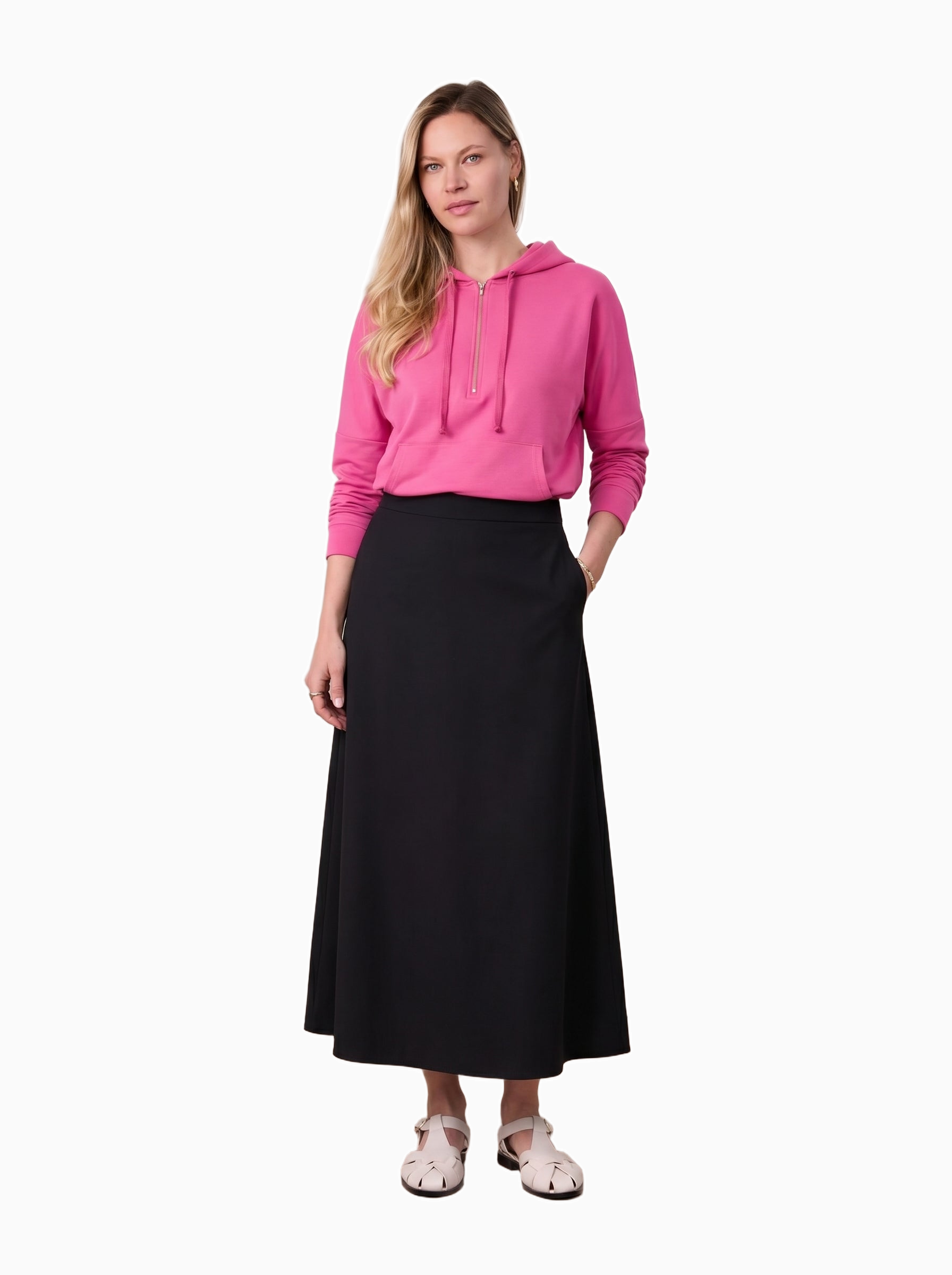 Lightweight Black 3-Panel Skirt 29 Inch Casual Essential-0