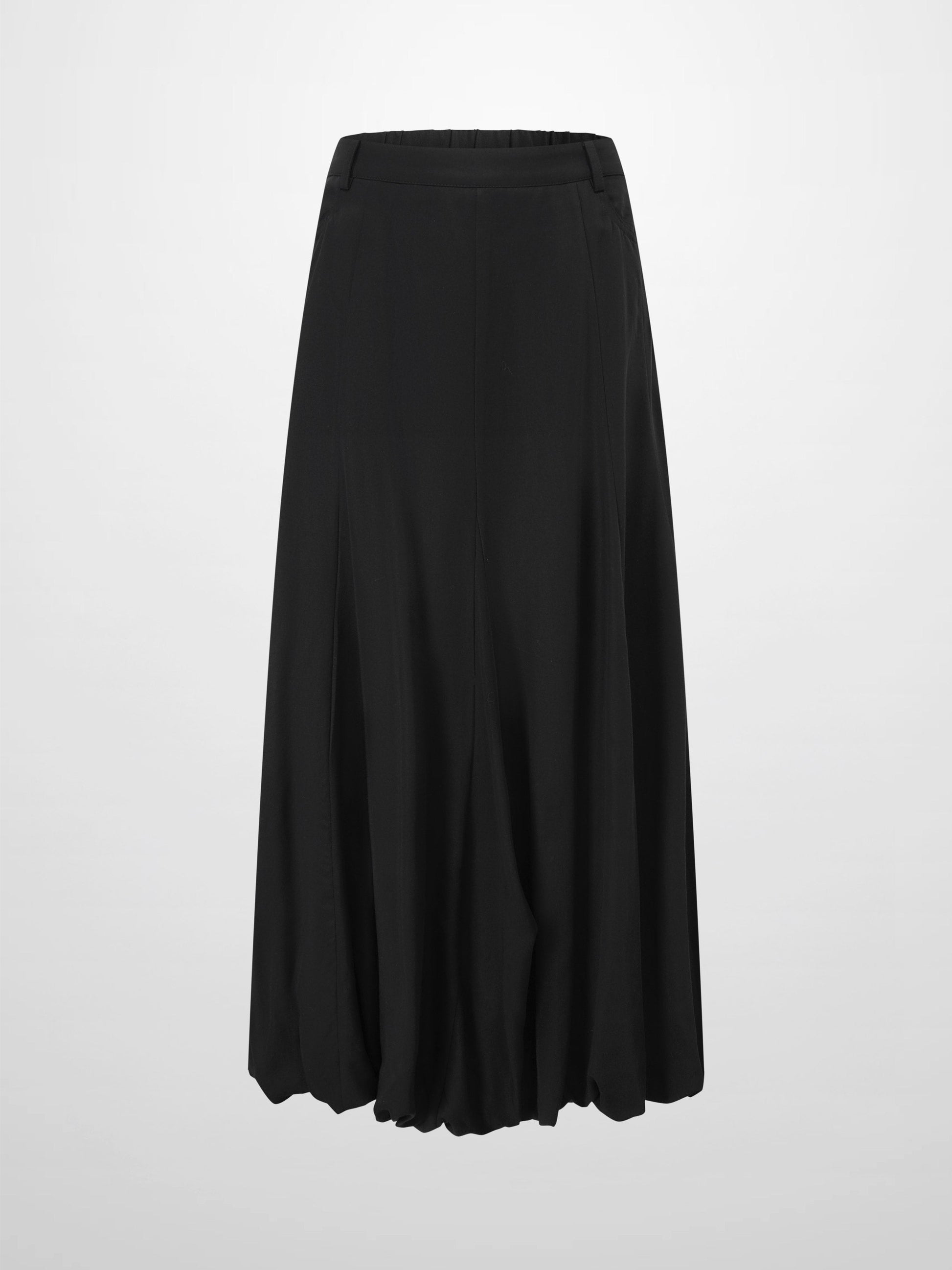 Lightweight Black Bubble Skirt Casual Relaxed Silhouette Skirt-2