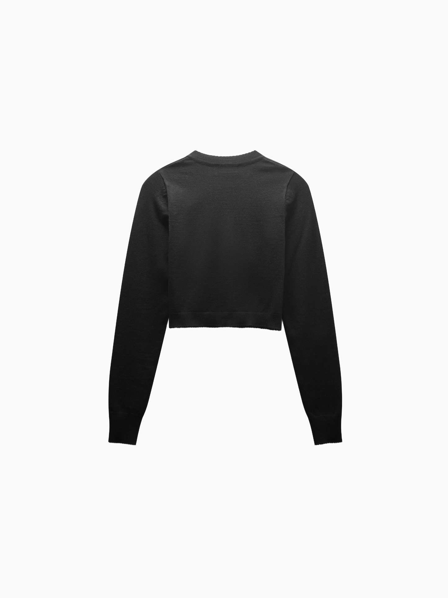 Black Cropped Trim Detail Crew Neck Cardigan Lightweight Top-1