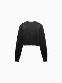 Black Cropped Trim Detail Crew Neck Cardigan Lightweight Top-1