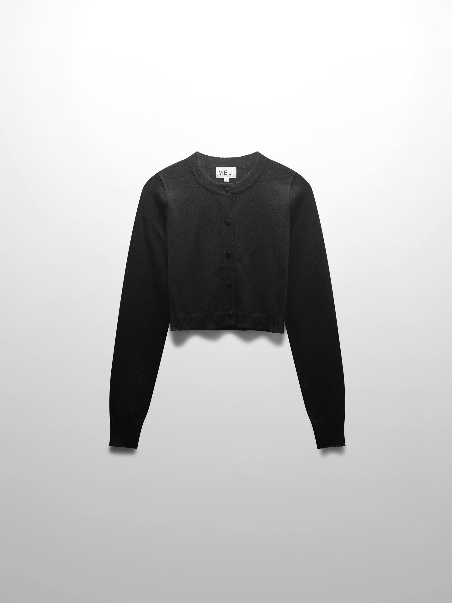 Black Cropped Trim Detail Crew Neck Cardigan Lightweight Top-0