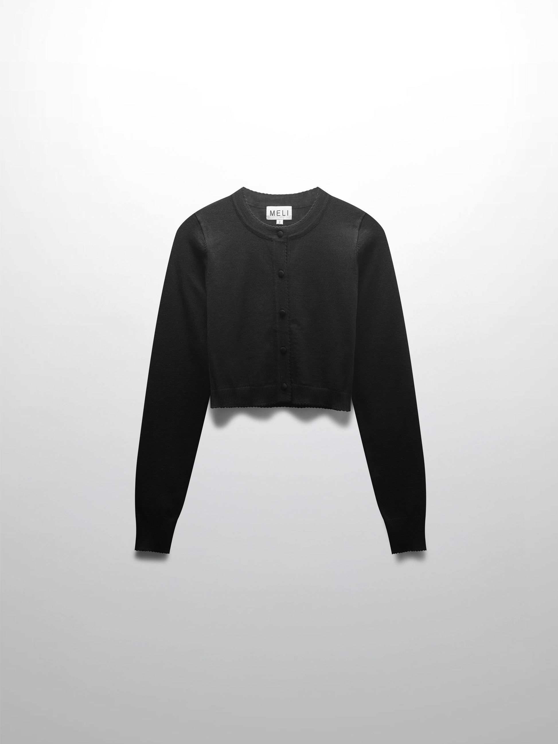 Black Cropped Trim Detail Crew Neck Cardigan Lightweight Top-0