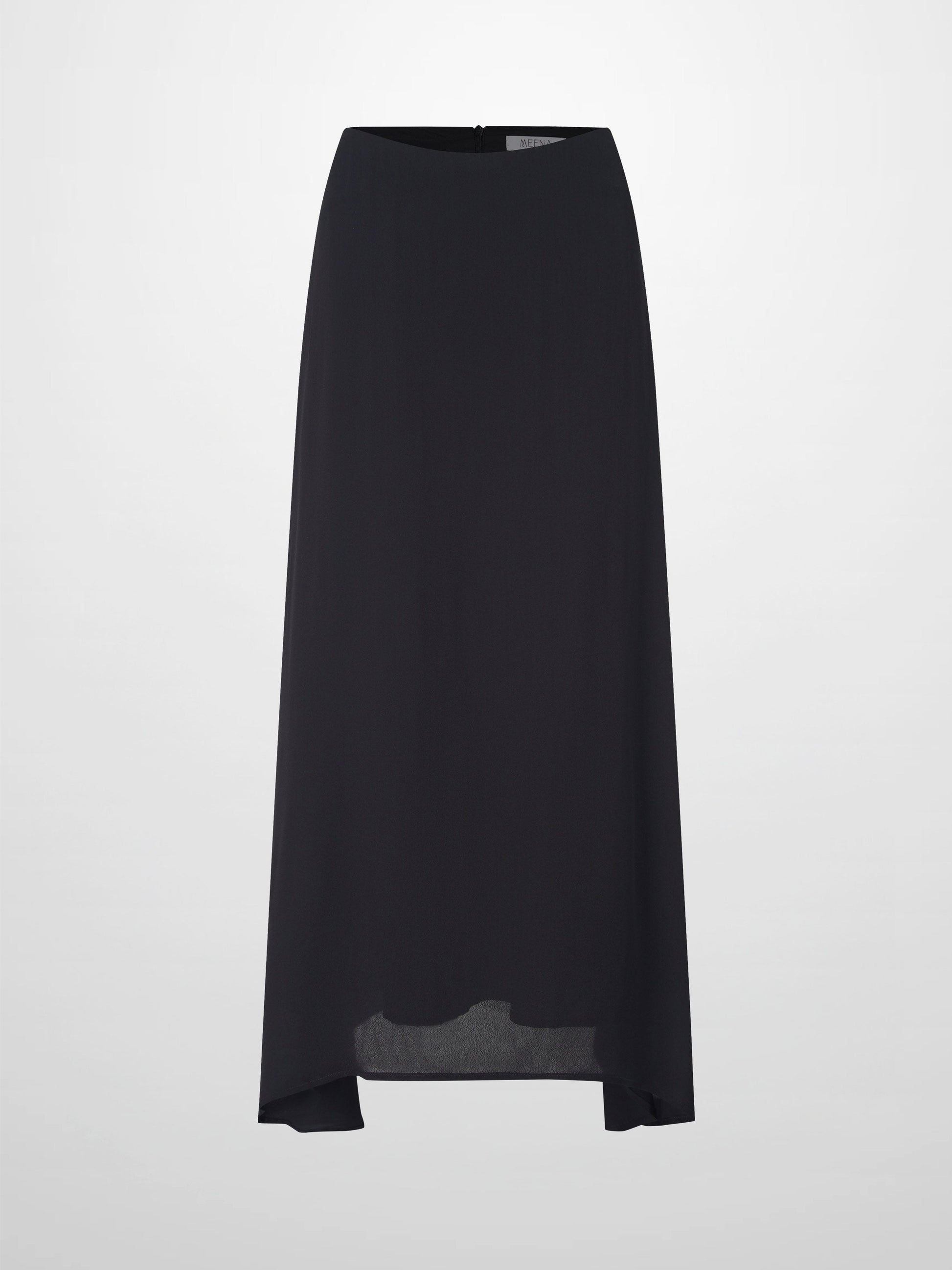 Curved Hem Black Maxi Skirt Elegant Dressy Women's Skirts-1