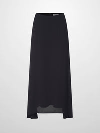 Curved Hem Black Maxi Skirt Elegant Dressy Women's Skirts-1