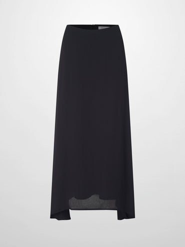 Curved Hem Black Maxi Skirt Elegant Dressy Women's Skirts-1