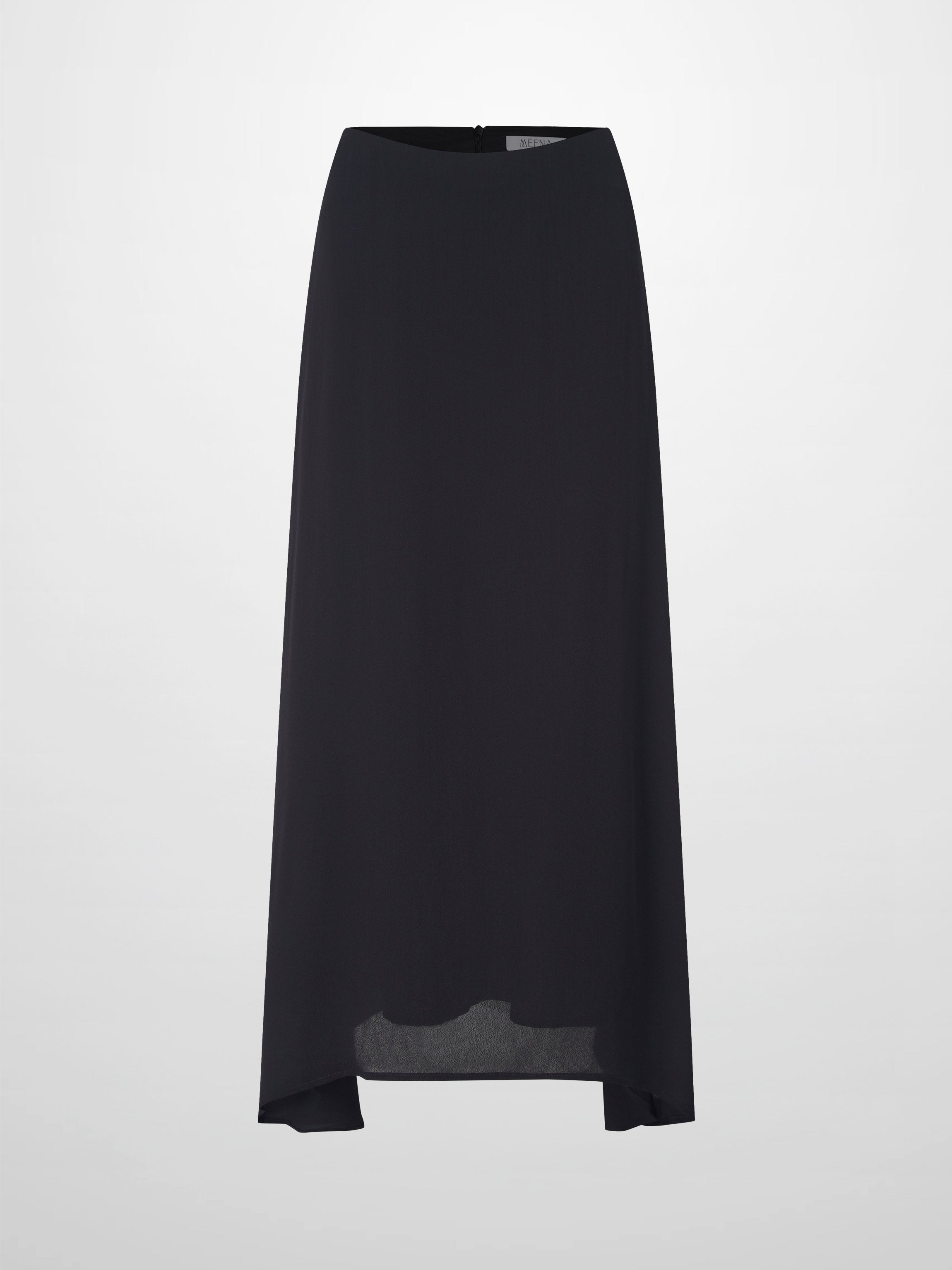 Curved Hem Black Maxi Skirt Elegant Dressy Women's Skirts-1