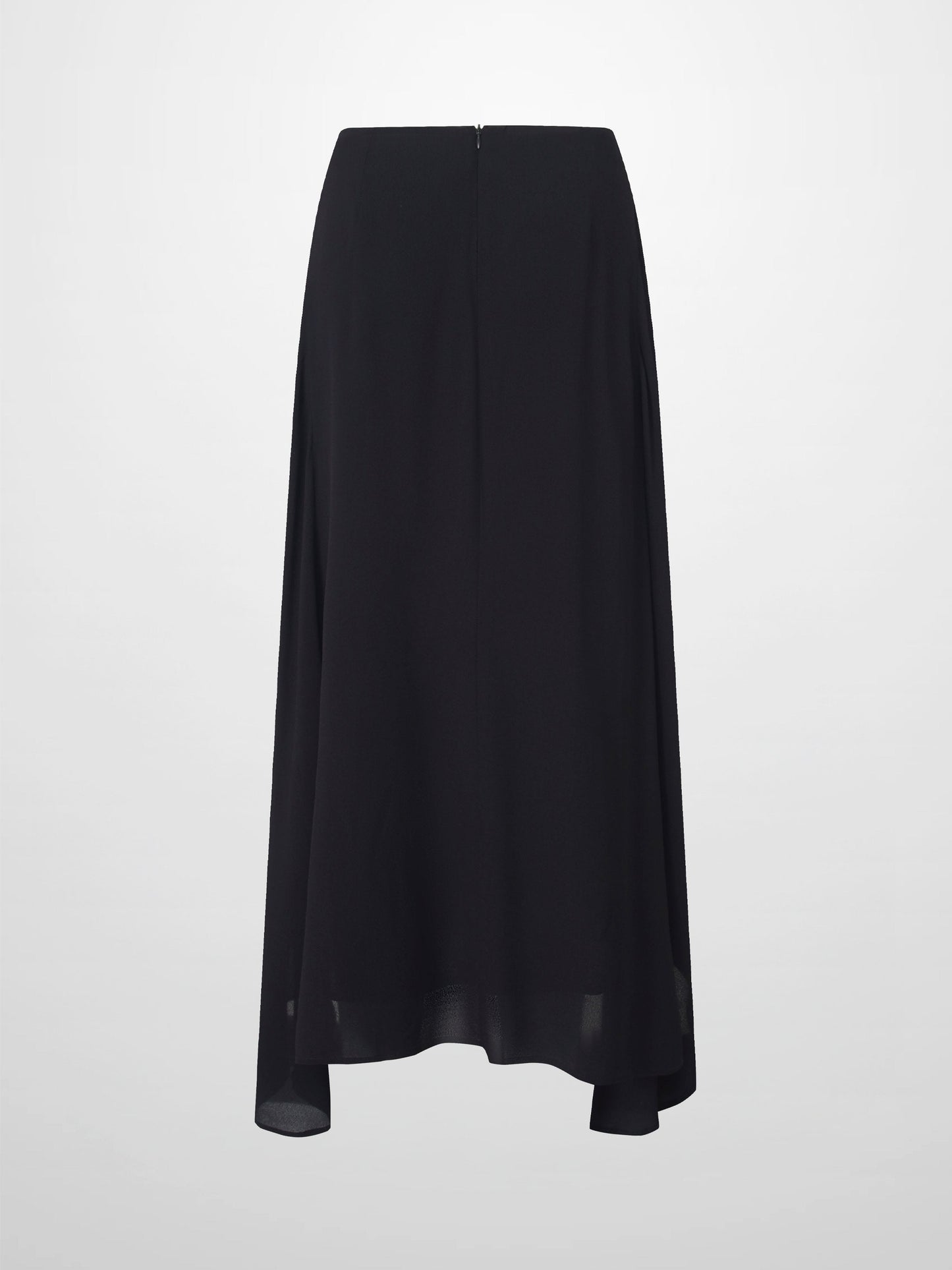 Curved Hem Black Maxi Skirt Elegant Dressy Women's Skirts-2