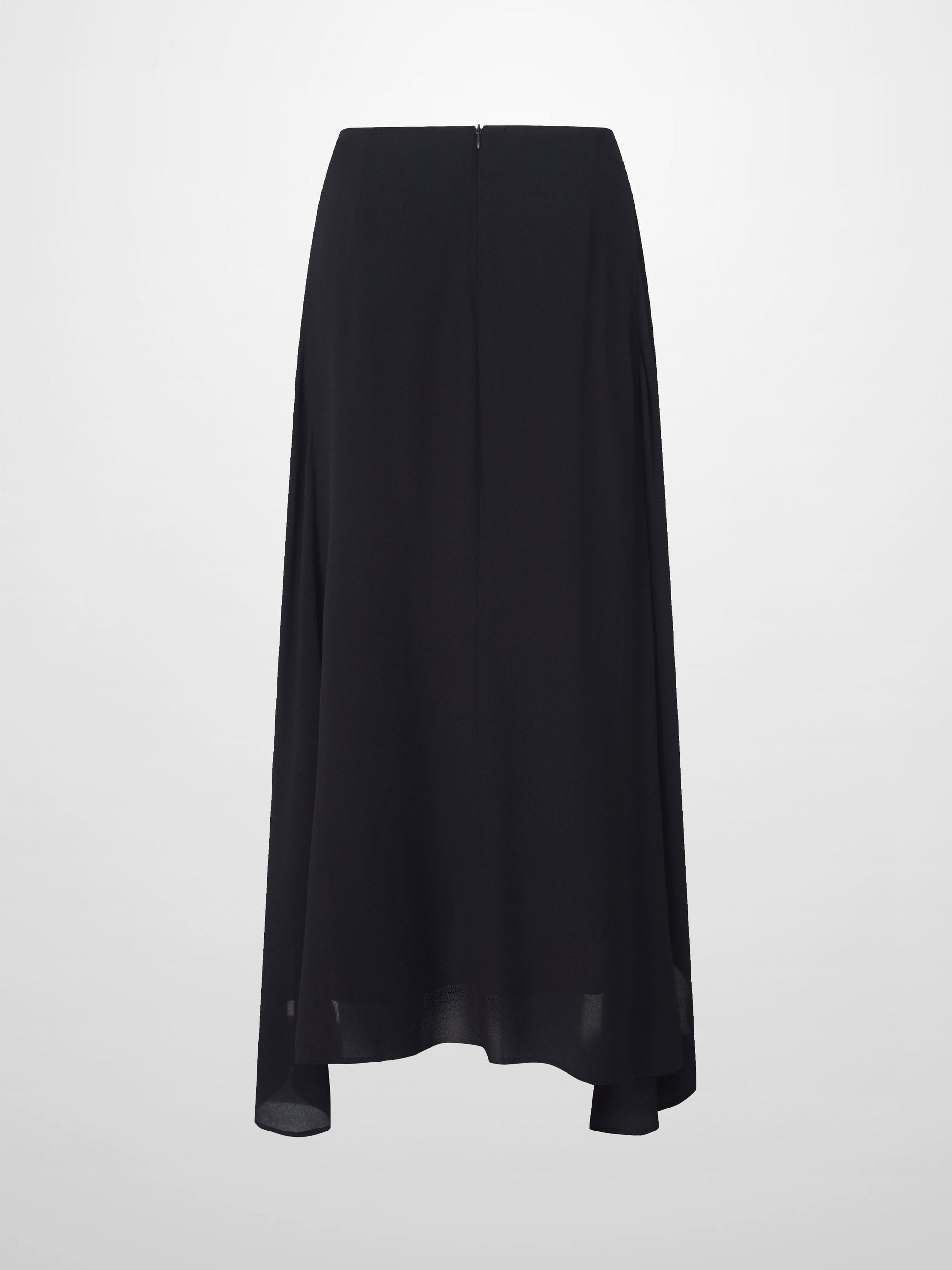 Curved Hem Black Maxi Skirt Elegant Dressy Women's Skirts-2