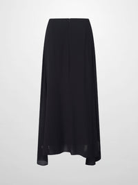 Curved Hem Black Maxi Skirt Elegant Dressy Women's Skirts-2