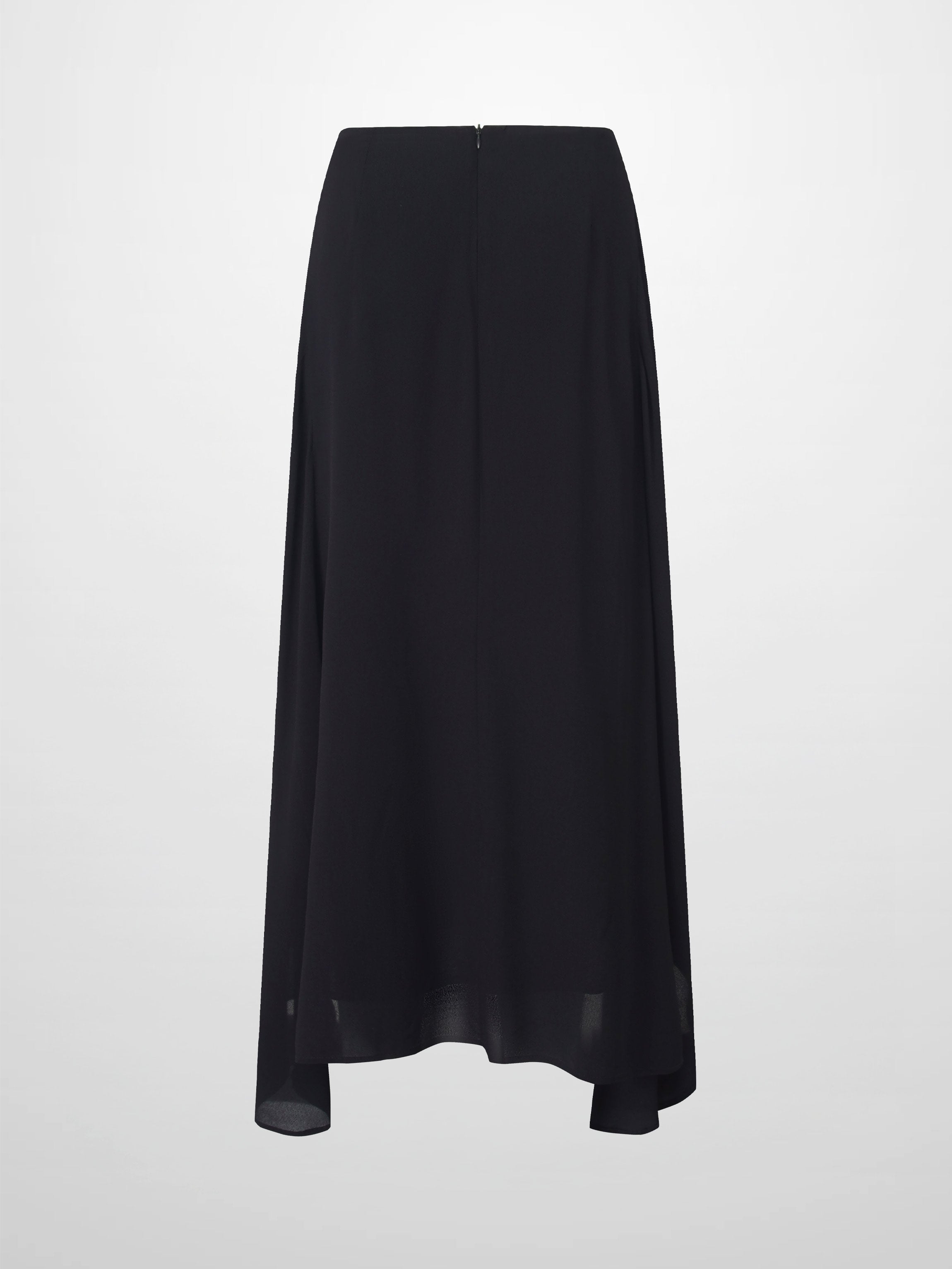 Curved Hem Black Maxi Skirt Elegant Dressy Women's Skirts-2