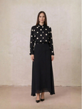 Curved Hem Black Maxi Skirt Elegant Dressy Women's Skirts-0