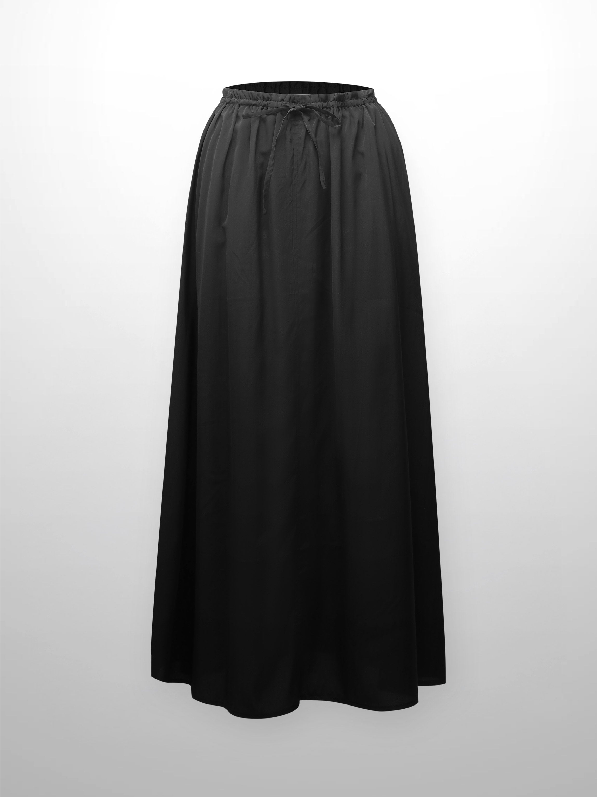 Black Drawstring Ruffle Skirt Elastic Waist Casual Versatile Skirt-1