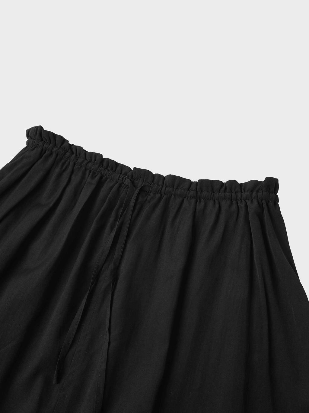 Black Drawstring Ruffle Skirt Elastic Waist Casual Versatile Skirt-3