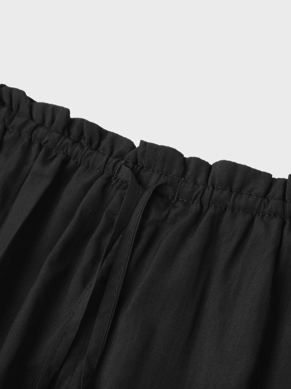 Black Drawstring Ruffle Skirt Elastic Waist Casual Versatile Skirt-4
