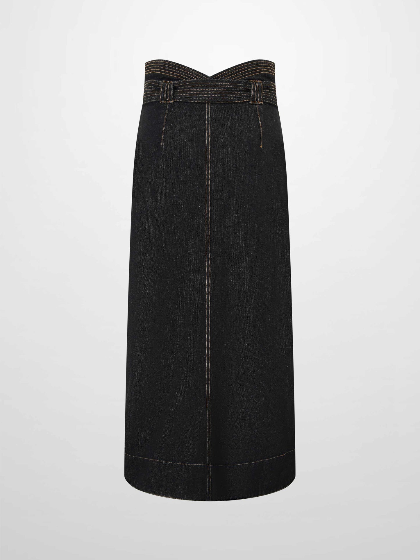 High Waist Black Denim Skirt Button Down Casual Female Skirts-2