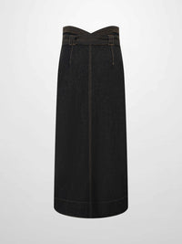 High Waist Black Denim Skirt Button Down Casual Female Skirts-2