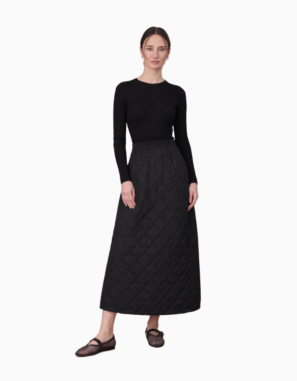 Quilted Puff Skirt Black Women Dressy Holiday Party FW26-0