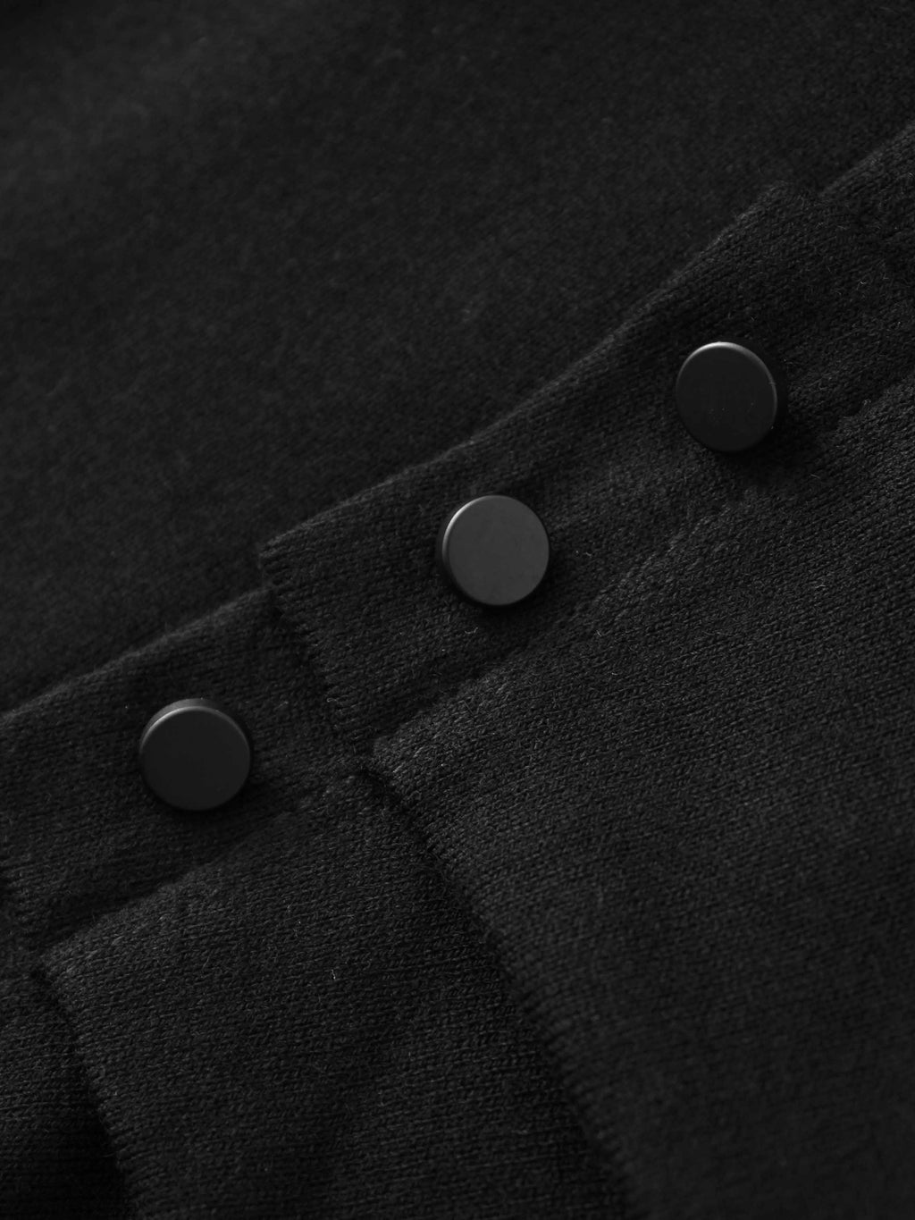 Side Shirred Black Knit Dress Button Down Elegant Nightwear-4