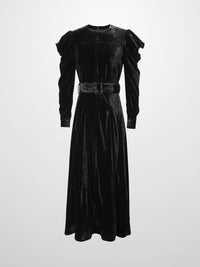 Velvet Flare Dress Black Elegant Formal Evening Dress Winter Sale-1