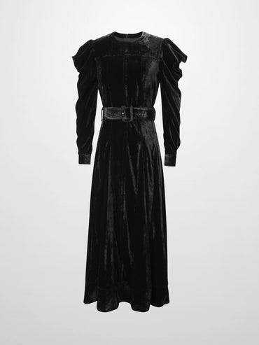Velvet Flare Dress Black Elegant Formal Evening Dress Winter Sale-1