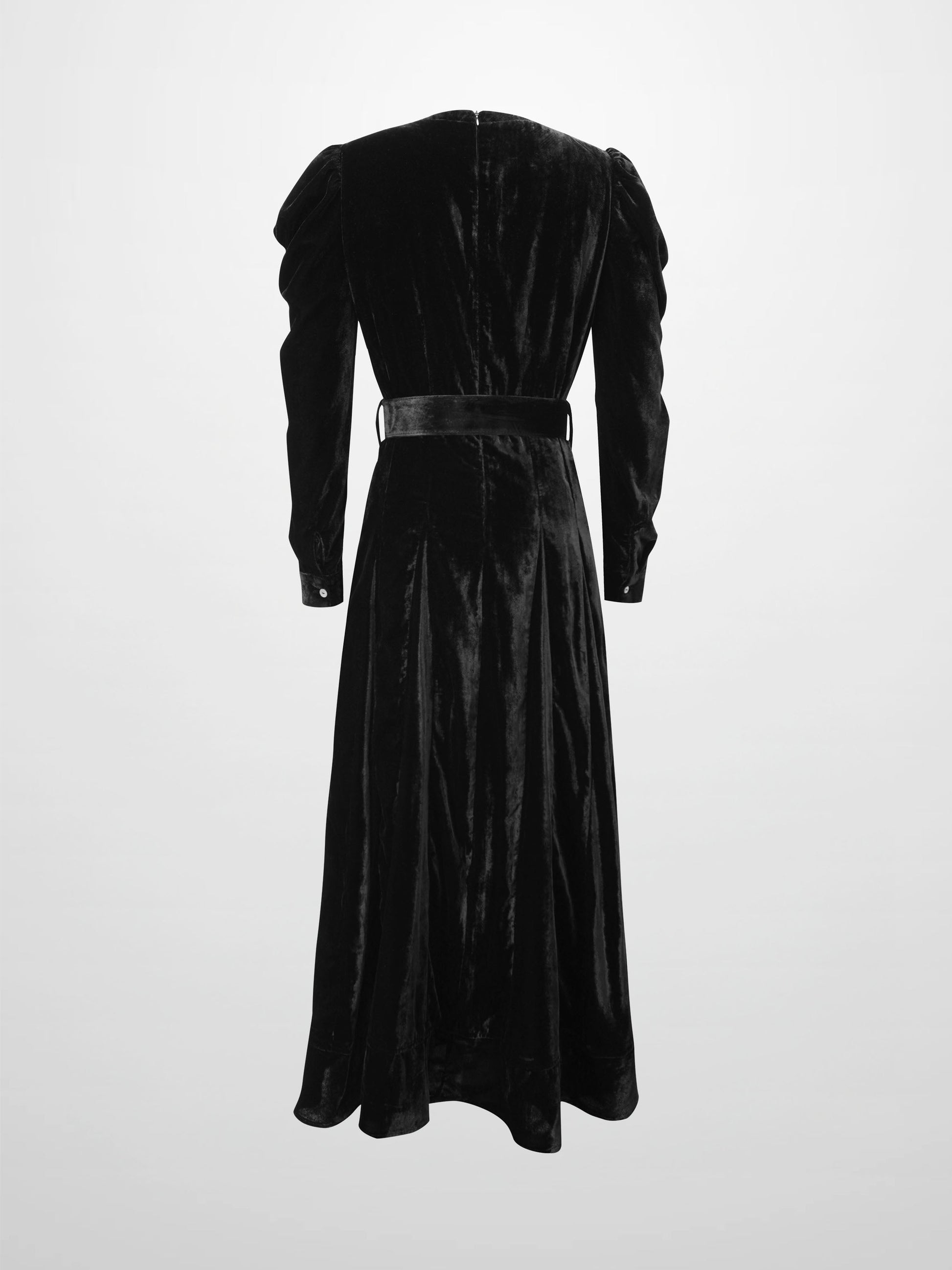 Velvet Flare Dress Black Elegant Formal Evening Dress Winter Sale-2