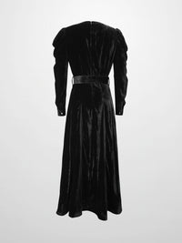Velvet Flare Dress Black Elegant Formal Evening Dress Winter Sale-2