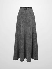 Paneled Flare Skirt 37" Black Wash Casual Denim for Outdoor Camp-1