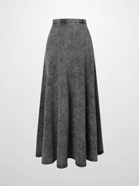 Paneled Flare Skirt 37" Black Wash Casual Denim for Outdoor Camp-2