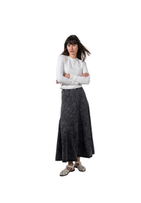 Paneled Flare Skirt 37" Black Wash Casual Denim for Outdoor Camp-3