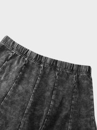 Paneled Flare Skirt 37" Black Wash Casual Denim for Outdoor Camp-4