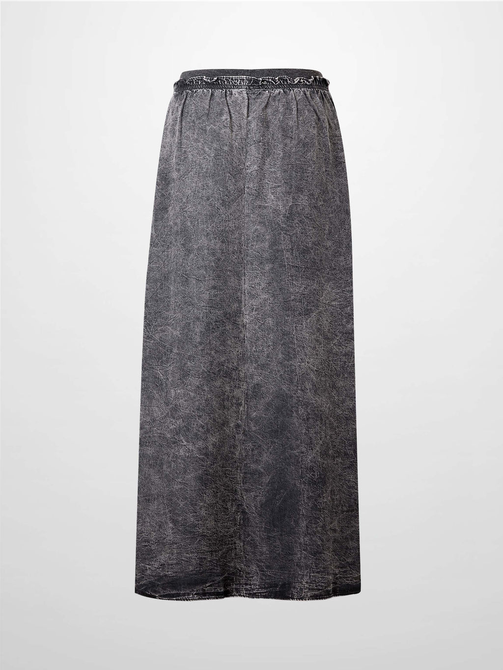 Elastic Ruffle Waist Black Wash Denim Skirt Casual Everyday Wear-2