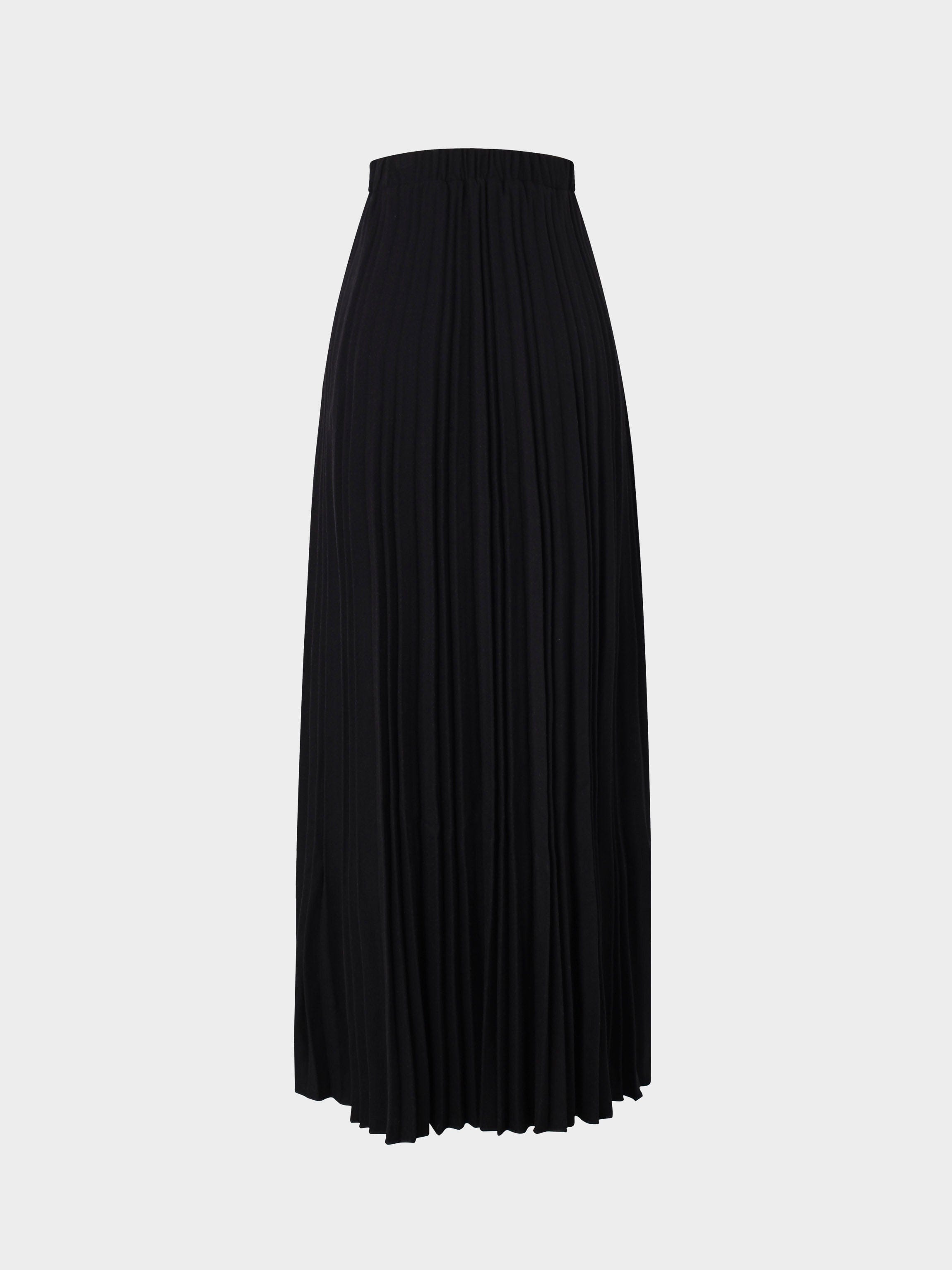 Wool Blend Pleated Black Skirt Warm Comfortable Stylish FW24-1