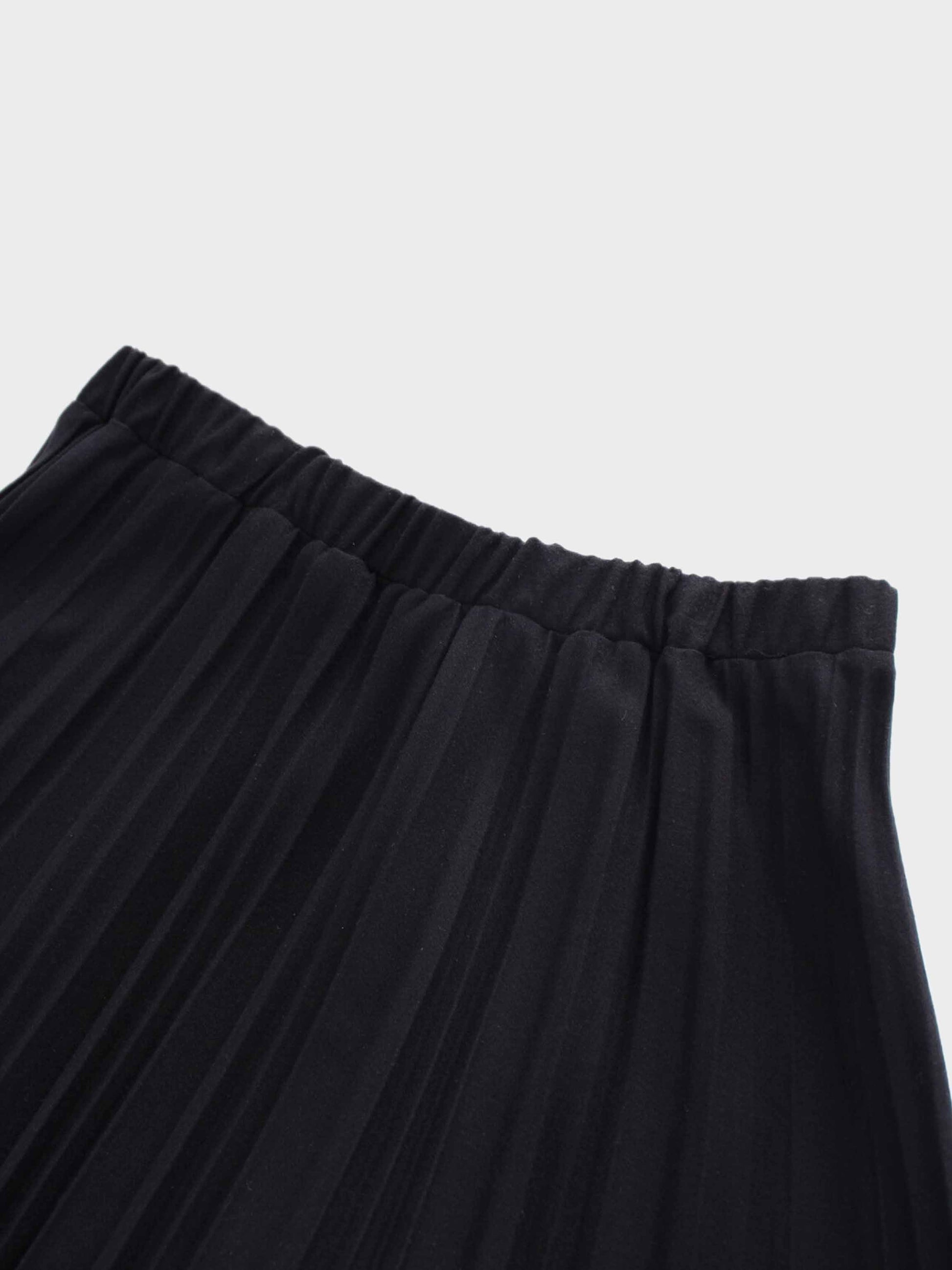 Wool Blend Pleated Black Skirt Warm Comfortable Stylish FW24-2