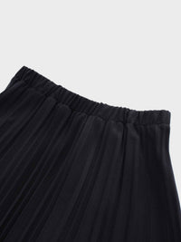 Wool Blend Pleated Black Skirt Warm Comfortable Stylish FW24-2