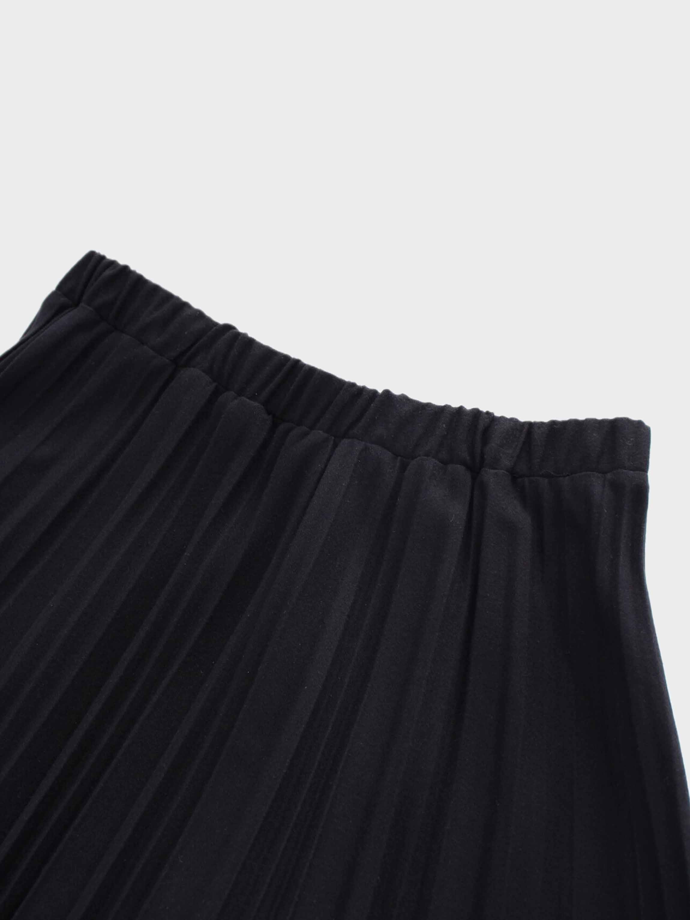 Wool Blend Pleated Black Skirt Warm Comfortable Stylish FW24-2