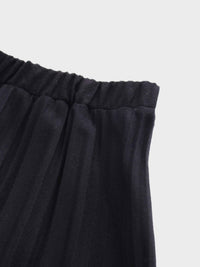 Wool Blend Pleated Black Skirt Warm Comfortable Stylish FW24-3