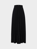 Wool Blend Pleated Black Skirt Warm Comfortable Stylish FW24-0