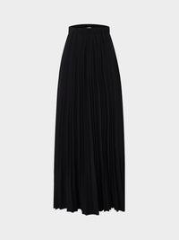 Wool Blend Pleated Black Skirt Warm Comfortable Stylish FW24-0