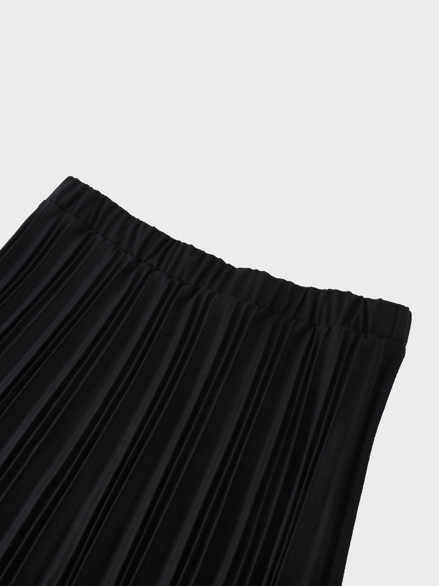 Wool Blend Black Pleated Skirt 25.5 Inch Classic Versatile-2