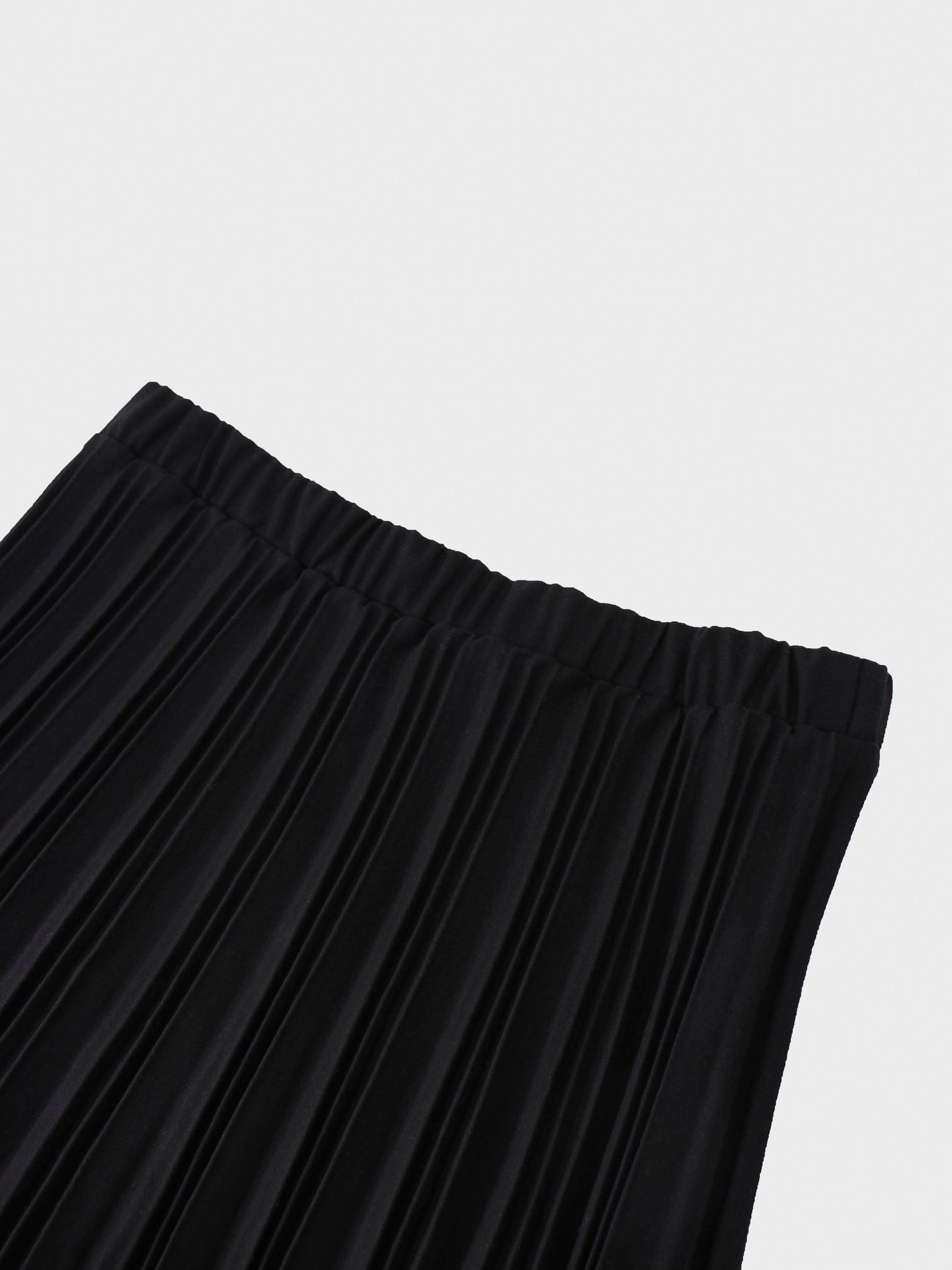 Wool Blend Black Pleated Skirt 25.5 Inch Classic Versatile-2