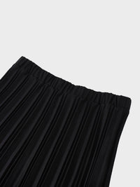 Wool Blend Black Pleated Skirt 25.5 Inch Classic Versatile-2