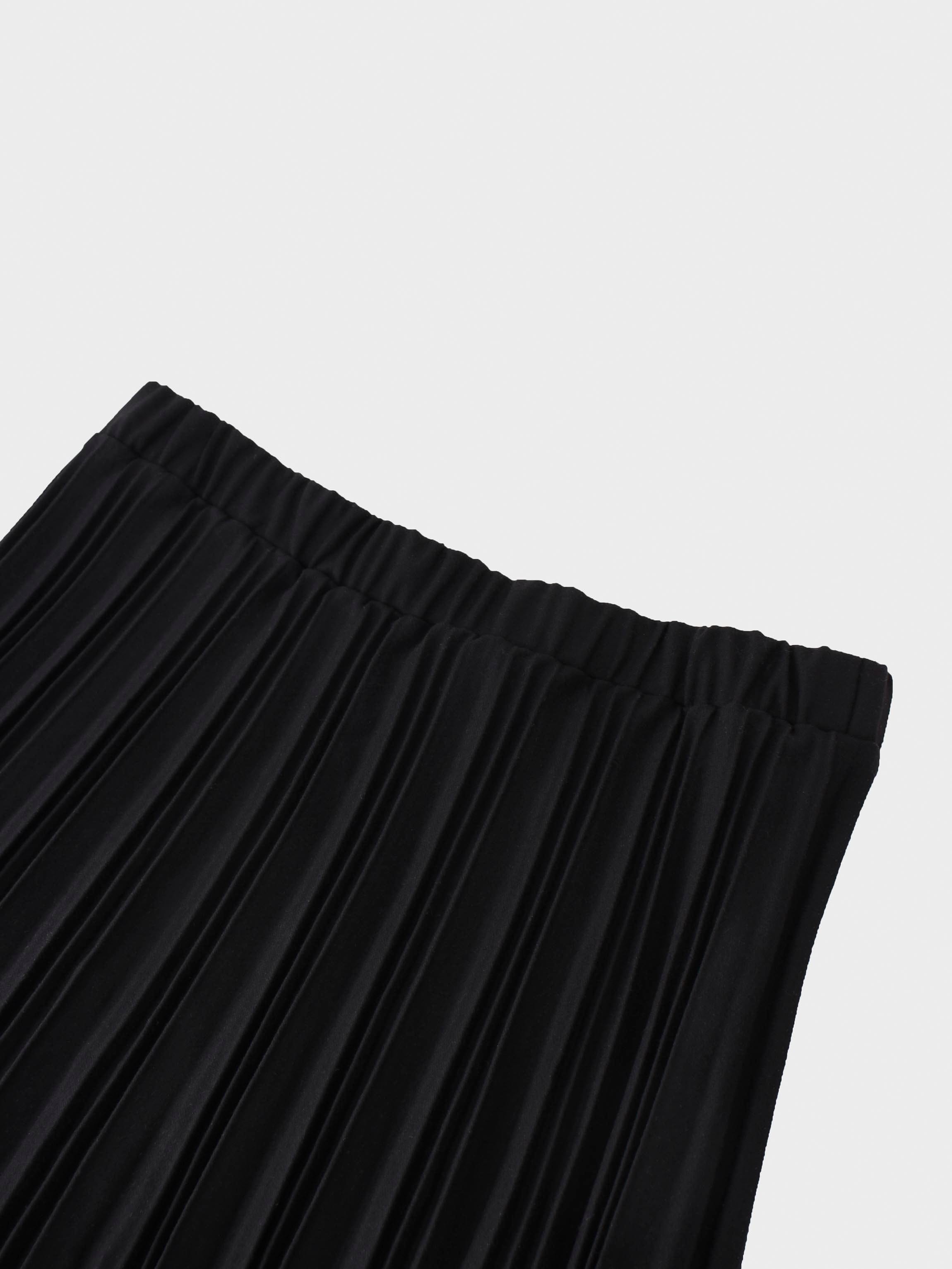 Wool Blend Black Pleated Skirt 25.5 Inch Classic Versatile-2