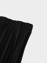 Wool Blend Black Pleated Skirt 25.5 Inch Classic Versatile-3