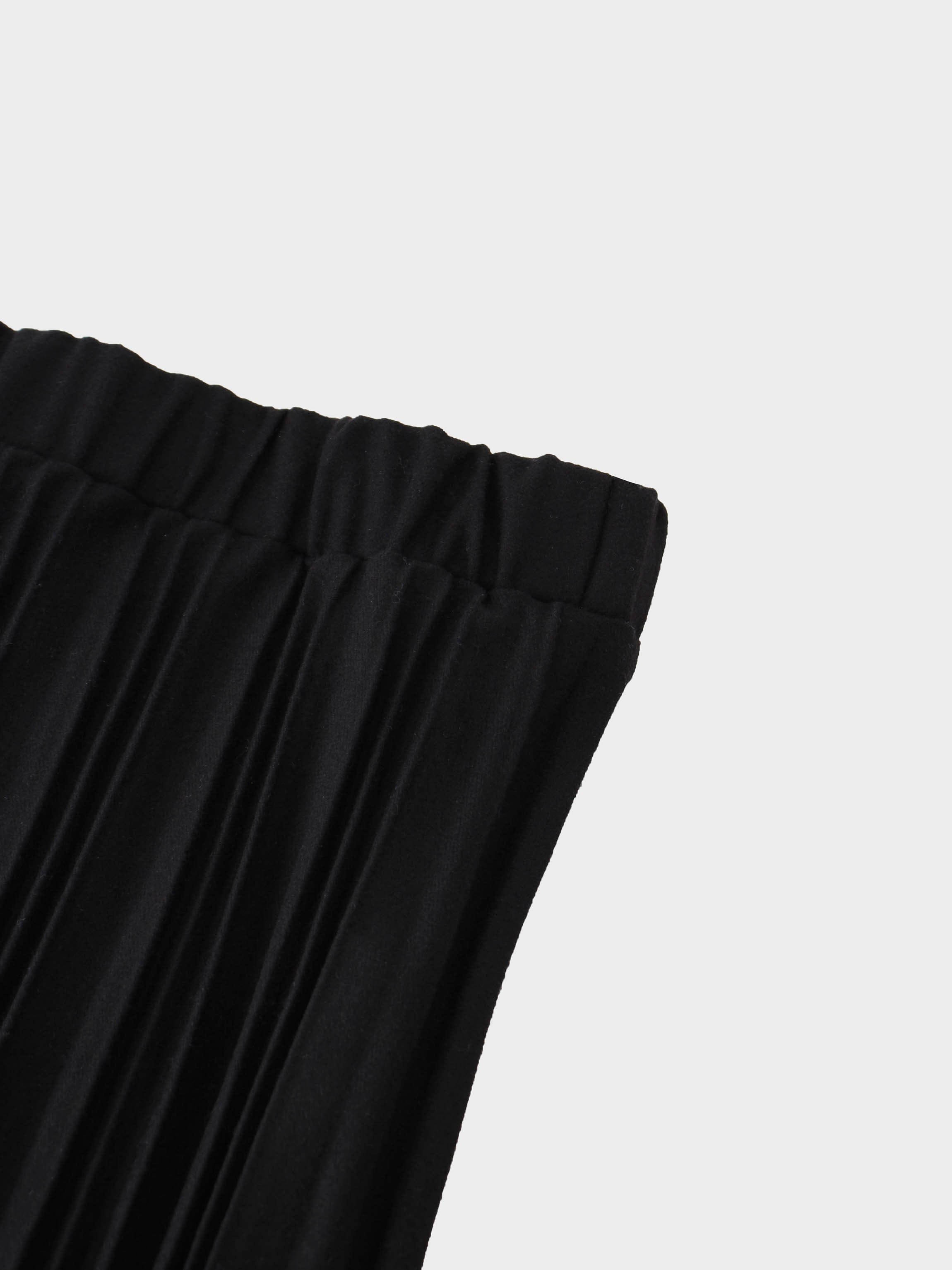 Wool Blend Black Pleated Skirt 25.5 Inch Classic Versatile-3